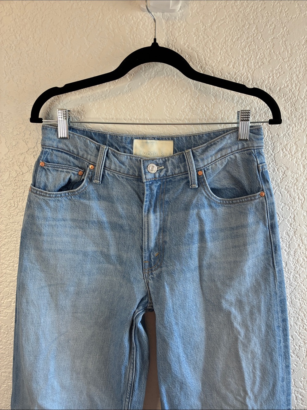 Mother Superior The Rerun Zip Sneak Jeans Wide Leg Baggy Light Wash Denim 26 - Picture 4 of 11